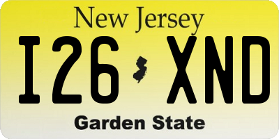 NJ license plate I26XND