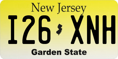 NJ license plate I26XNH