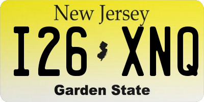 NJ license plate I26XNQ