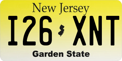 NJ license plate I26XNT