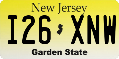 NJ license plate I26XNW