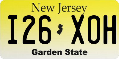 NJ license plate I26XOH