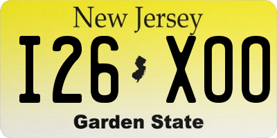 NJ license plate I26XOO