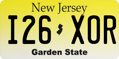 NJ license plate I26XOR