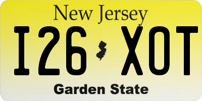 NJ license plate I26XOT