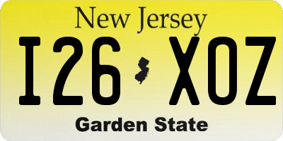 NJ license plate I26XOZ