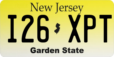 NJ license plate I26XPT