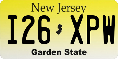 NJ license plate I26XPW