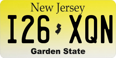 NJ license plate I26XQN