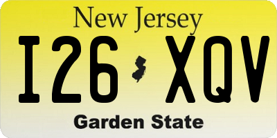 NJ license plate I26XQV
