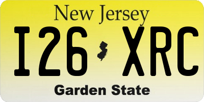 NJ license plate I26XRC
