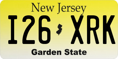 NJ license plate I26XRK