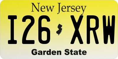 NJ license plate I26XRW
