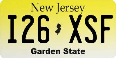 NJ license plate I26XSF