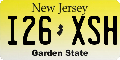 NJ license plate I26XSH