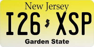 NJ license plate I26XSP