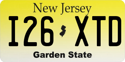 NJ license plate I26XTD