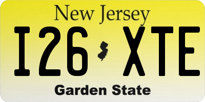NJ license plate I26XTE