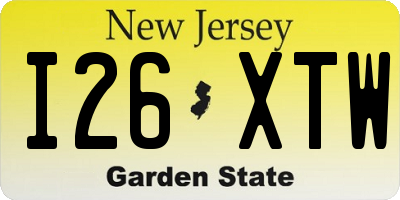 NJ license plate I26XTW