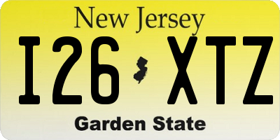 NJ license plate I26XTZ