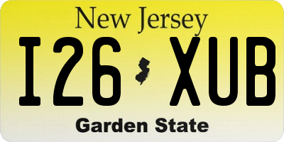 NJ license plate I26XUB