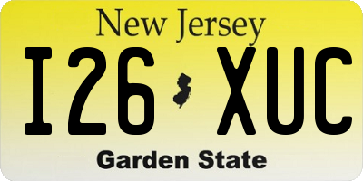 NJ license plate I26XUC
