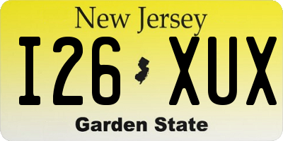 NJ license plate I26XUX