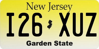 NJ license plate I26XUZ