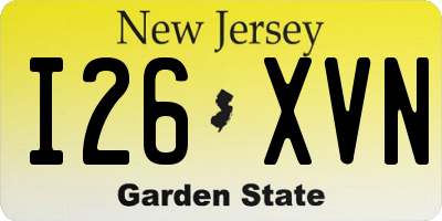 NJ license plate I26XVN
