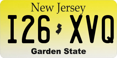 NJ license plate I26XVQ