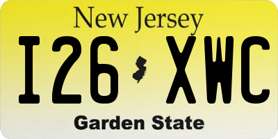 NJ license plate I26XWC