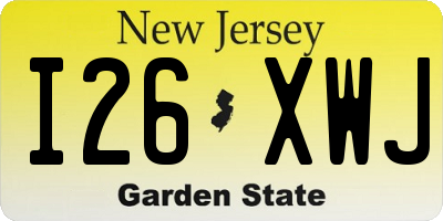 NJ license plate I26XWJ