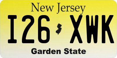 NJ license plate I26XWK