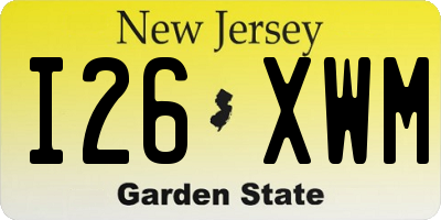 NJ license plate I26XWM