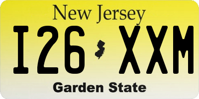 NJ license plate I26XXM