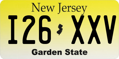 NJ license plate I26XXV