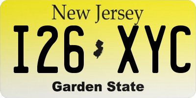 NJ license plate I26XYC
