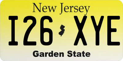 NJ license plate I26XYE