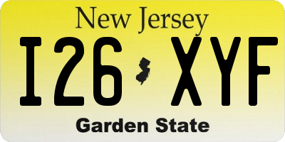 NJ license plate I26XYF