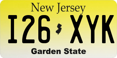 NJ license plate I26XYK