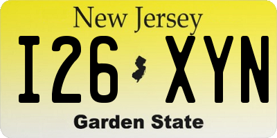NJ license plate I26XYN