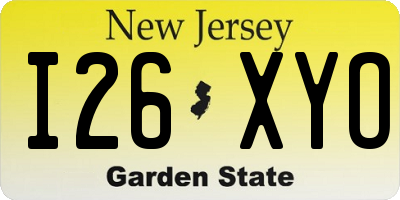 NJ license plate I26XYO