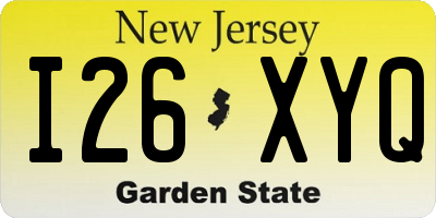 NJ license plate I26XYQ