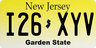 NJ license plate I26XYV