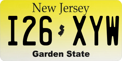 NJ license plate I26XYW
