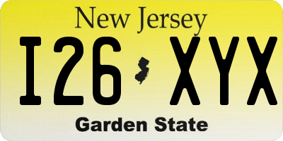 NJ license plate I26XYX