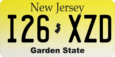 NJ license plate I26XZD