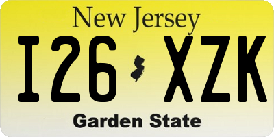 NJ license plate I26XZK