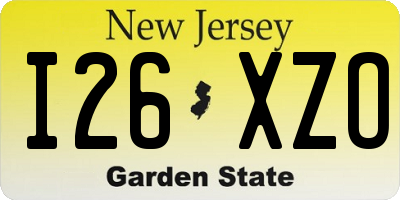 NJ license plate I26XZO