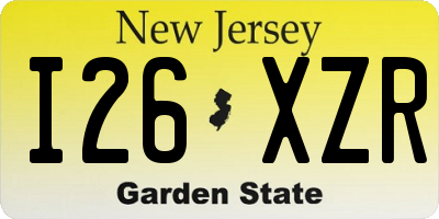 NJ license plate I26XZR